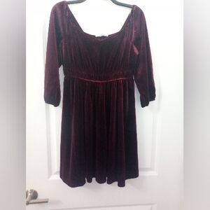 Gothic Burgundy Velvet Mid Sleeve Dress Good For Costume Or Everyday Size Medium